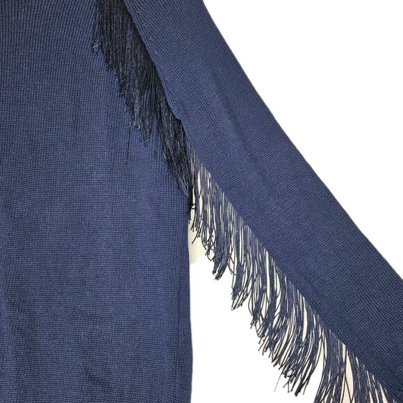 Piperlime Women's Fringed Blue Knit Sweater, Size Small - Picture 2 of 9